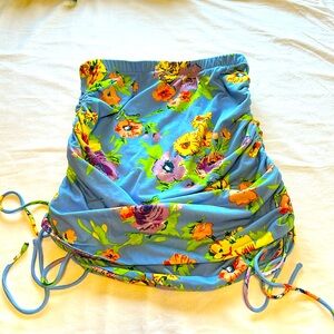 WAYF Floral Ruched Sided Skirt